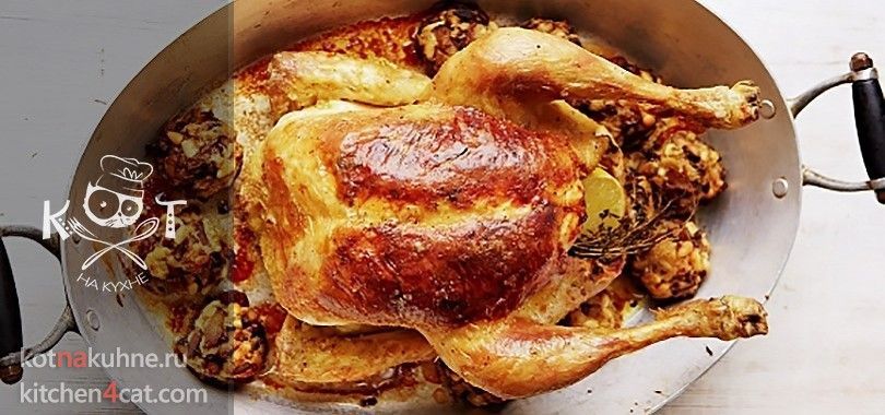Курица, запеченная с грибами и орехами (Рецепт от Джейми Оливера)