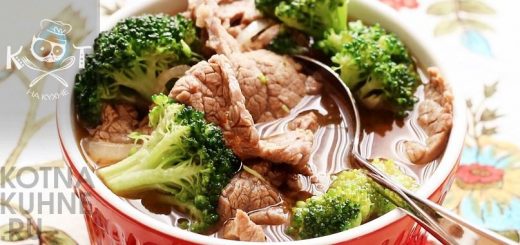 Китайский суп из брокколи с мясом говядины
